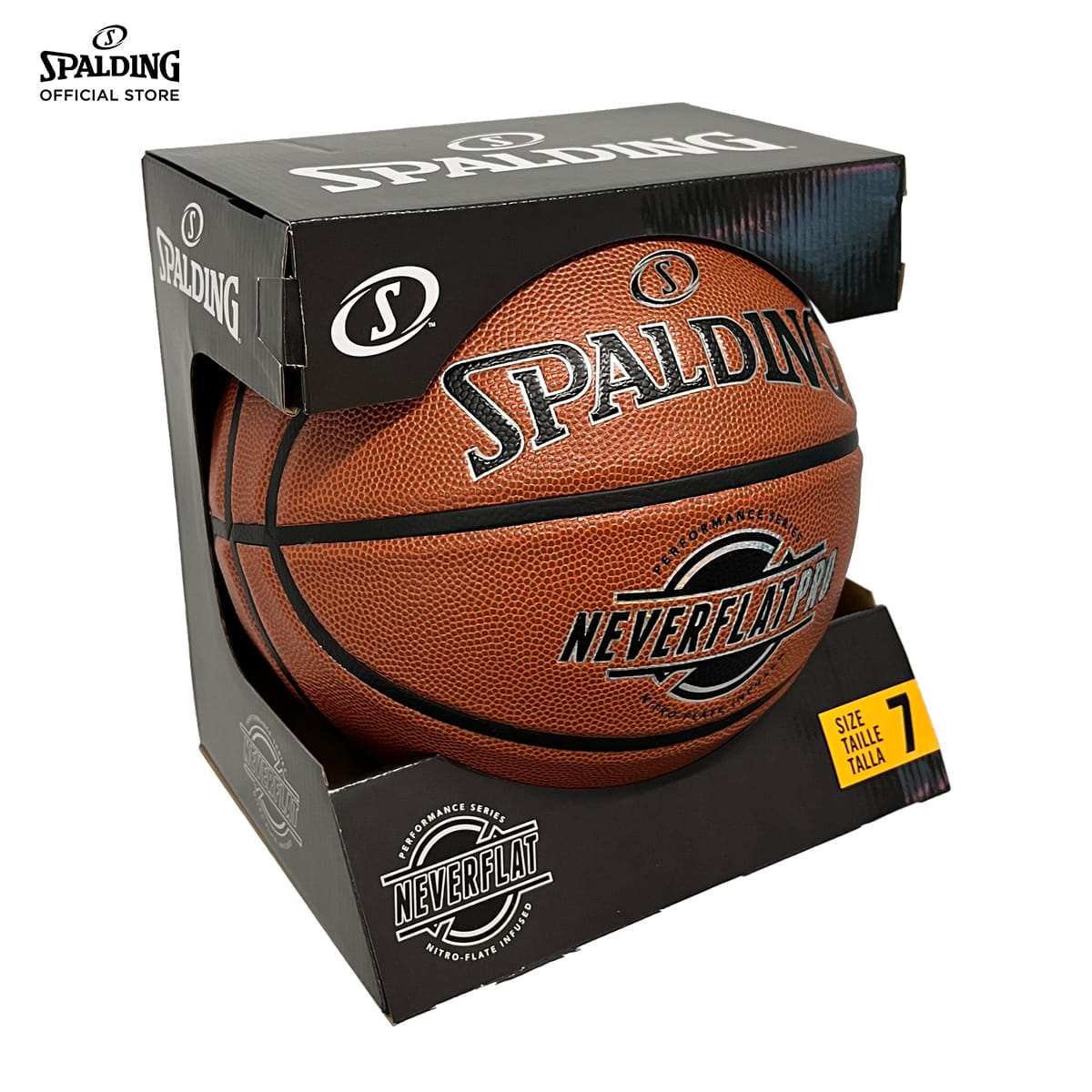 ลูกบาส SPALDING รุ่น NEVERFLAT PRO ลูกบาสเกตบอล หนัง PU, เบอร์ 7, ไม่ต้องเติมลม_2